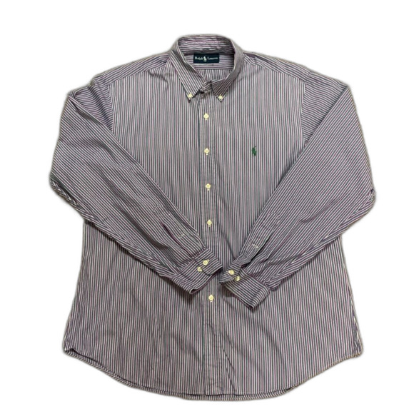 Ralph Lauren Purple Blue White Stripe Long Sleeve Button Down Dress Shirt Sz XL - Picture 3 of 9